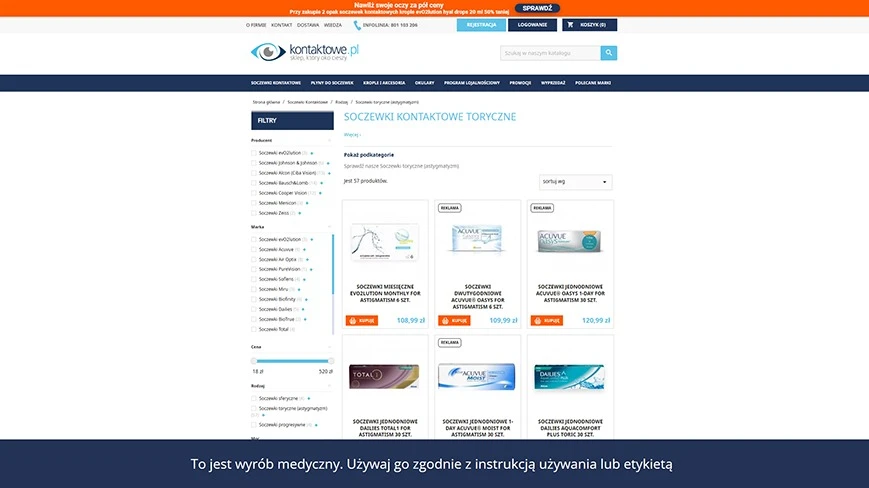 Soczewki toryczne - Sklep kontaktowe.pl