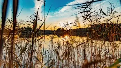 Zachód słońca nad jeziorem Krzywa Kuta