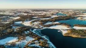Wschód słońca nad Giżyckiem i jeziorami Niegocin i Kisajno z drona - zdjęcie 47
