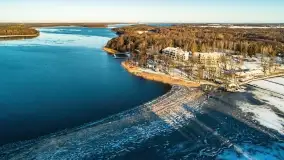 Wschód słońca nad Giżyckiem i jeziorami Niegocin i Kisajno z drona - zdjęcie 39