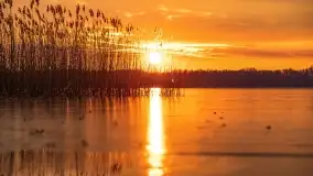 Zachód słońca nad jeziorem Dobskim, marzec 2022 r. - zdjęcie 2