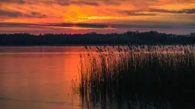 Zachód słońca nad jeziorem Dobskim, marzec 2022 r. - zdjęcie 5