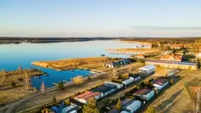 Zachód słońca nad Piszem i jeziorem Roś z drona - zdjęcie 11