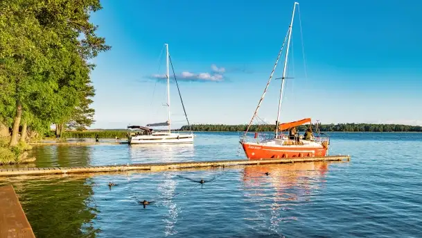 Zachód słońca nad jeziorem Mamry, Cypel Zwierzyniecki Róg