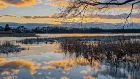 Zachód słońca nad jeziorem Duże Wilkasy, luty 2023 - zdjęcie 1