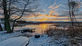 Zachód słońca nad jeziorem Duże Wilkasy, luty 2023 - zdjęcie 11