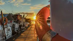 Wschód słońca nad jeziorem Mamry, Stanica Wodna Kietlice, sierpień 2023 r. - zdjęcie 2