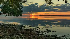 Zachód słońca, jezioro Dargin i wyspa Poganckie Kępy - zdjęcie 3