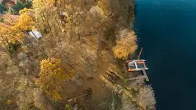 Kisajno, Piękna Góra i Łabędzi Ostrów w jesiennych kolorach z lotu ptaka - zdjęcie 39