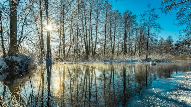 Zima nad rzeką Dajna, witajcie na bajecznych Mazurach, styczeń 2024 r.