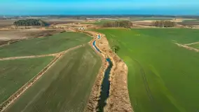 Rzeki Guber i Sajna na zdjęciach z drona, marzec 2025 r. - zdjęcie 24