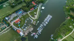 Zachód słońca z drona nad jeziorem Górkło, czerwiec 2025 r. - zdjęcie 2