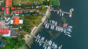 Zachód słońca nad jeziorem Bocznym, Rydzewo z lotu ptaka, lipiec 2025 r. - zdjęcie 7