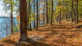 Jesień nad jeziorem Nidzkim, port i ośrodek Wodnik, Ruciane-Nida, październik 2025 r. - zdjęcie 1