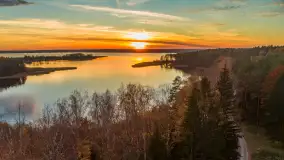 Zachód słońca nad jeziorem Gołdopiwo z drona, listopad 2025 r. - zdjęcie 22