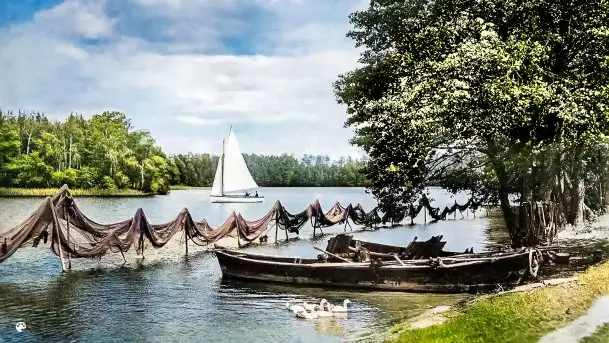 Przedwojenne i pokolorowane zdjęcia Rucianego Nidy (Rudczanny, Niedersee)