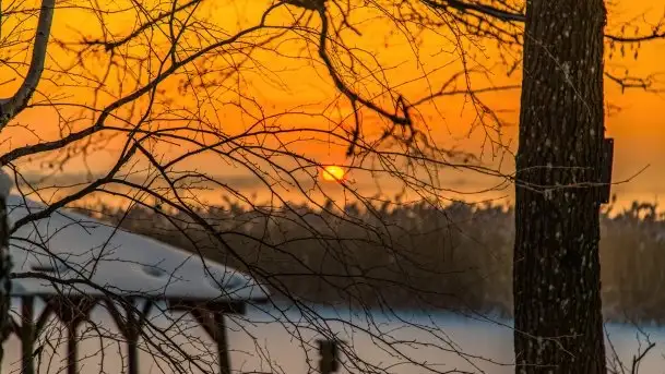 Zimowy wschód słońca nad jeziorem Dargin i... -27 stopni - zdjęcie 6